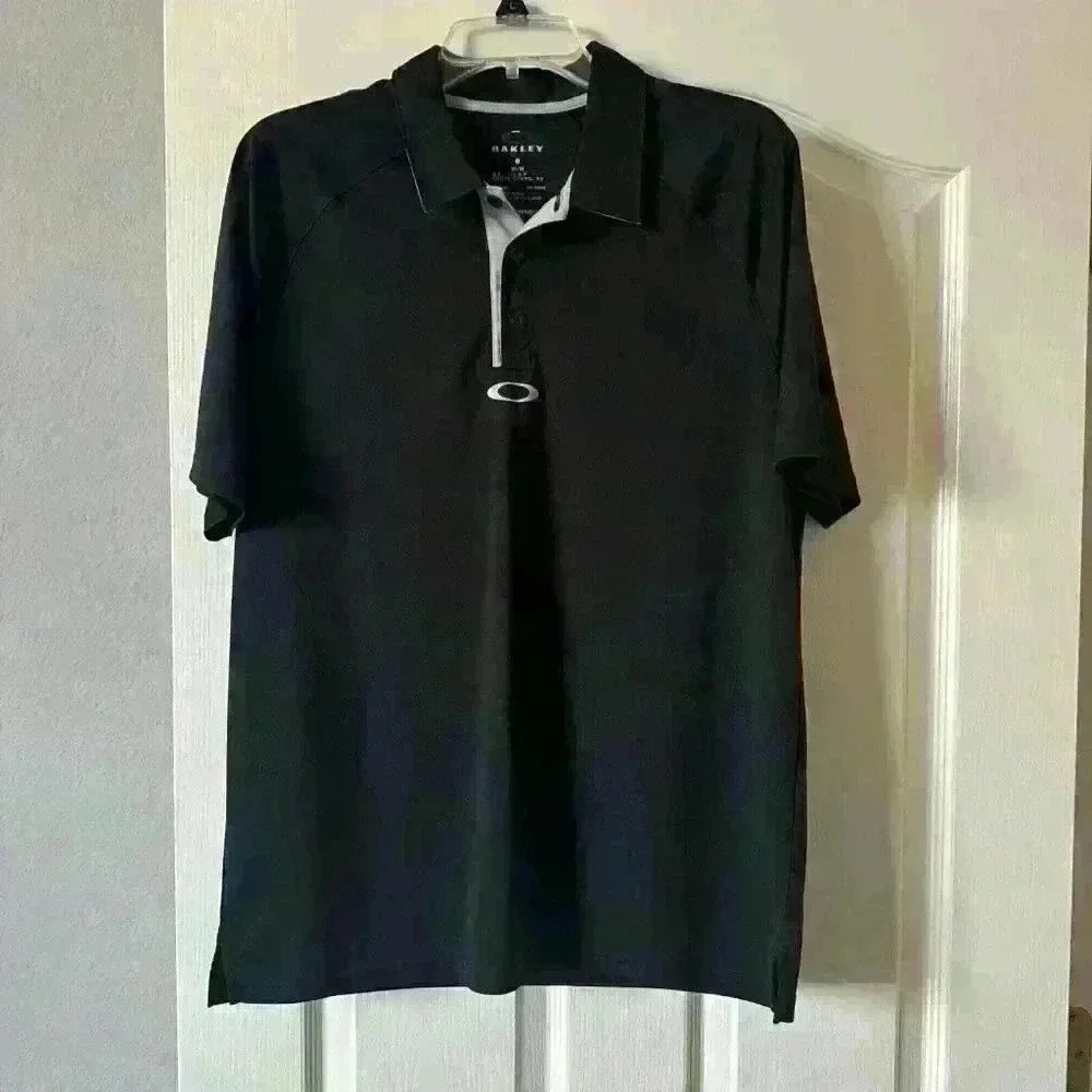 Oakley Hydrolix Short Sleeve Regular Fit Black Polo Shirt Men Size Medium